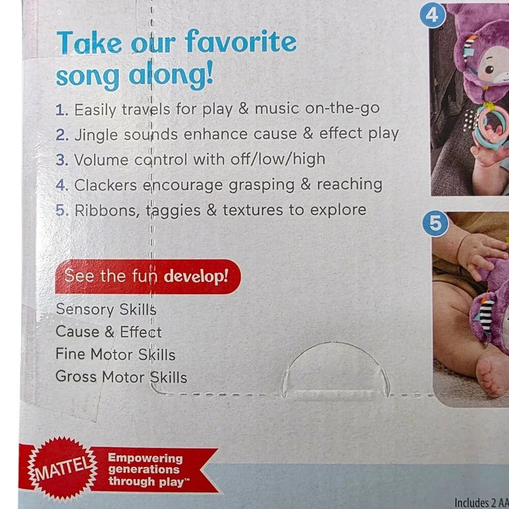Fisher-Price Baby Stroller Toy Sing & Go Purple Monkey Musical Sensory Plush New